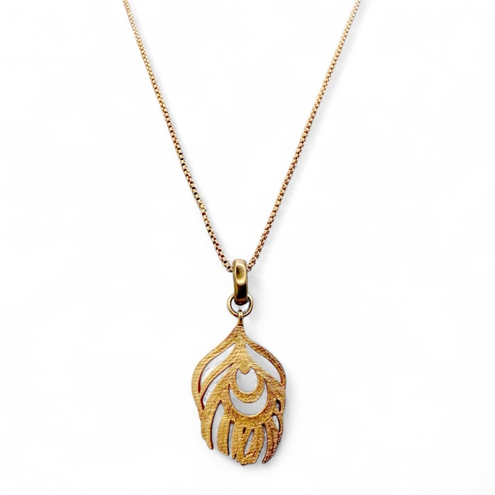 Kendra Scott Rose Gold Colorbar Peacock Feather Charm & Necklace